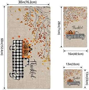 Thanksgiving Bath Towels Set 3-Piece Soft Absorbent Ugly Christmas Sweater Style