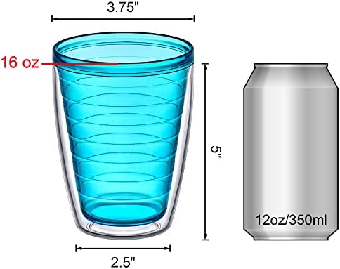 Perfect for Entertaining Gifting 16-Ounce Double-Wall Plastic Tumblers