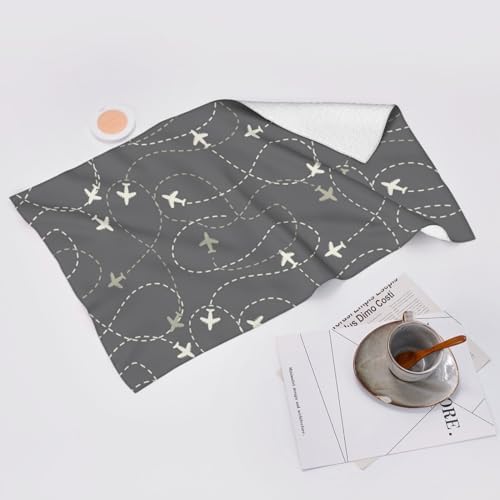 Pevtufa Airplane Routes 275x16in Washcloths for Bathroom Spa Gym Face Towels