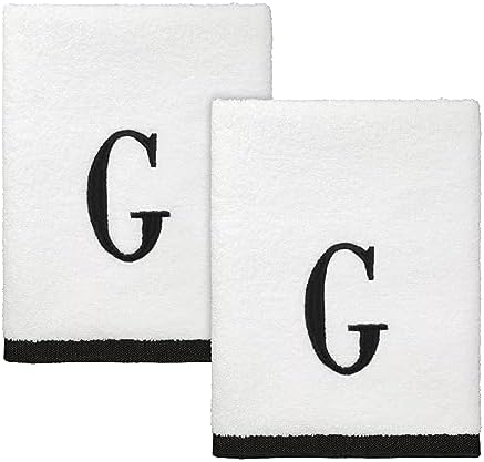 Avanti Linens Soft Absorbent Hand Towels Embroidered Cotton with Monogram Design