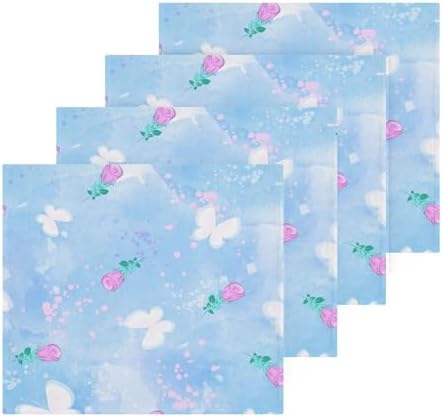 Xigua Butterfly Blue Washcloth Set 12x12 inches
