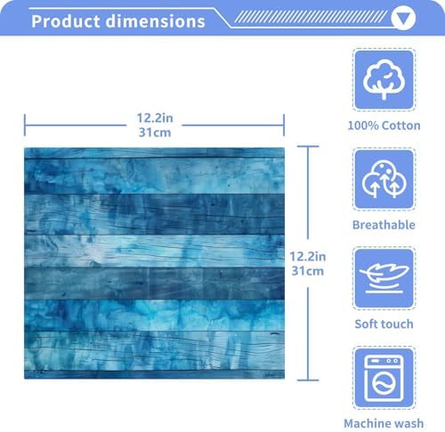 Teal Wood Washcloths 2 Pack Soft Absorbent Cotton Face Towels