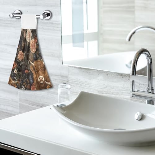 Quick drying kitchen hand towels with hanging loops 182x14 inch set of 2