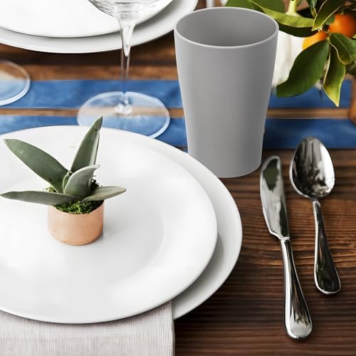 EI Wheat Straw Cups 8-Piece Set Plastic Reusable 15oz Grey Unbreakable Glassware