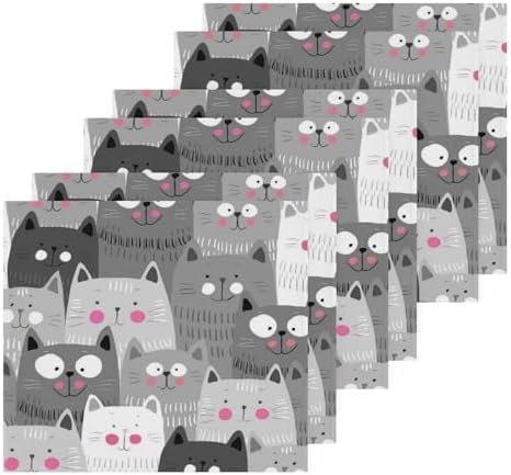 Highly Absorbent Grey Cat Washcloths 2Pack Soft Cotton Face Towels