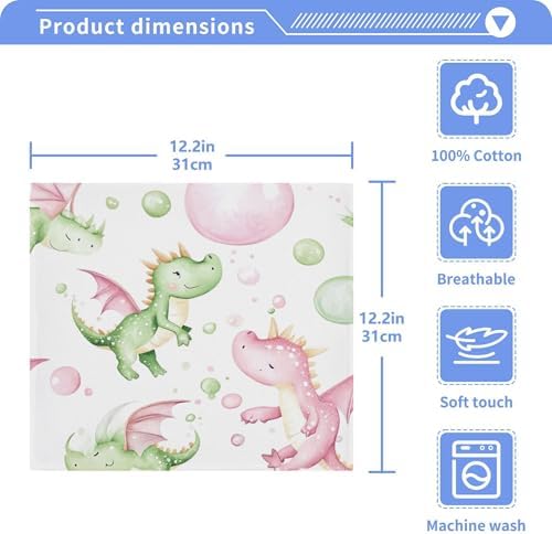 Xigua Bubbles and Dragons Washcloth Set for Travel or Home