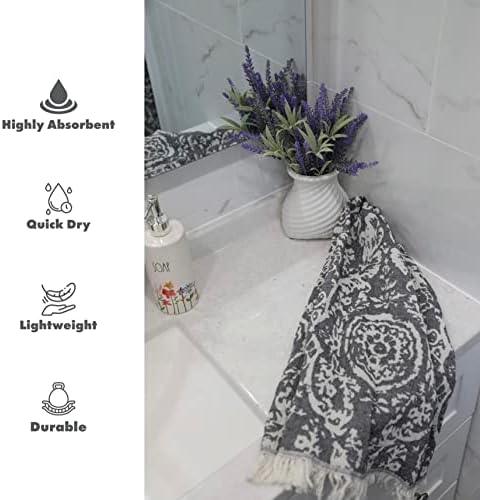FeZe Turkish Hand Towels Set of 2 Anthracite Gray