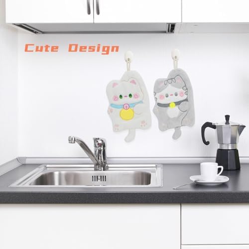 Super Absorbent Coral Velvet Cat Hand Towels 3-Pack