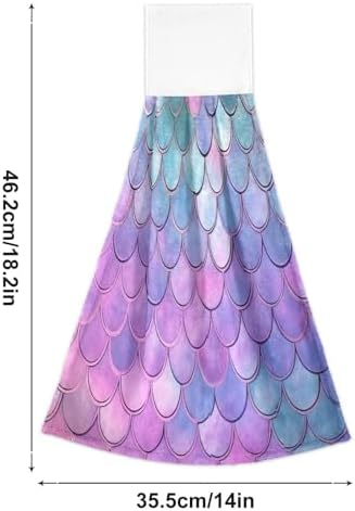 Soft Quick Dry Kids Hand Towel Hook Set of 2 with Mermaid Scales