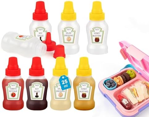 8x Mini Ketchup Bottle Set Compact Leak-Proof Perfect for Lunch