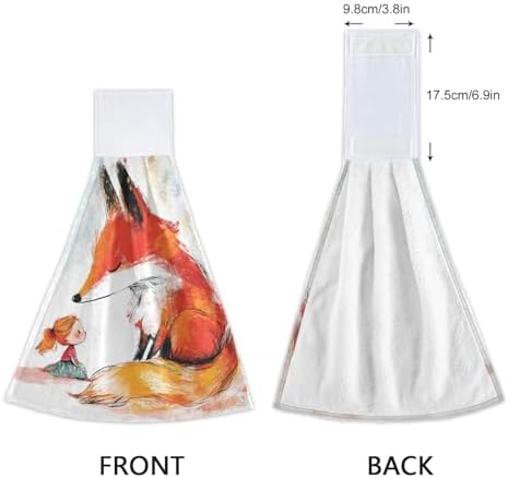 Chubby Fox Hand Towels with Hook Loop for Kids