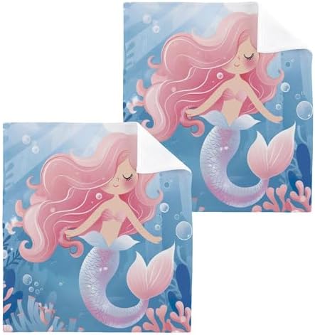 Charming Mermaid Washcloth Set for Bath or Toilet
