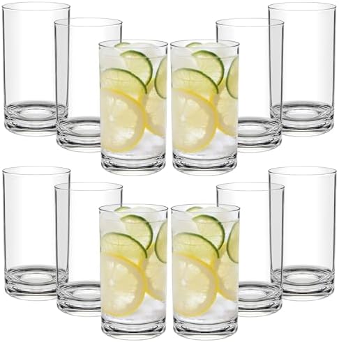 12-Piece 17 Oz Clear Plastic Tumblers Set