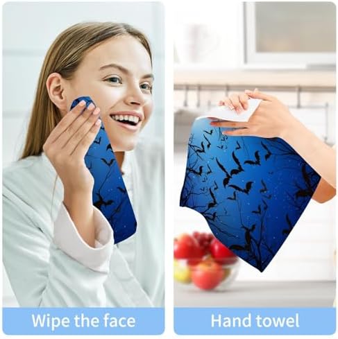 Halloween Bat Washcloth Set for Adults Soft Absorbent Reusable Washcloths