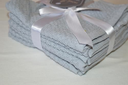 100 Cotton Washcloth Set of 6 12x12 inches Compact gray