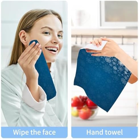 YetTasar Blue Snowflake Washcloths Soft Reusable