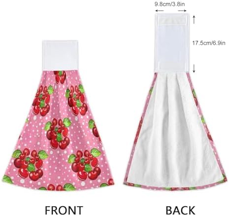 Cluster Red and Pink Hanging Hand Towels with Green Leaves for Kids