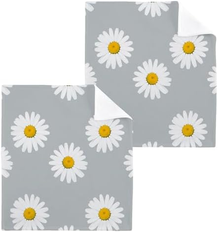 White Daisy-Shaped Pure Cotton Washcloths Set 2-Piece Reusable Face Towels