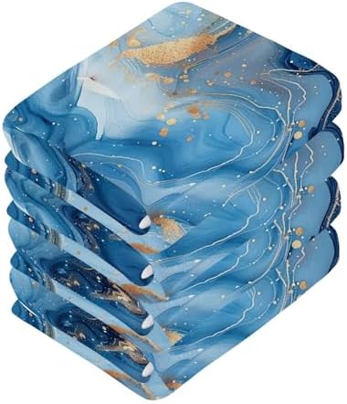 Bliss Blue Gold Marble Washcloths 2