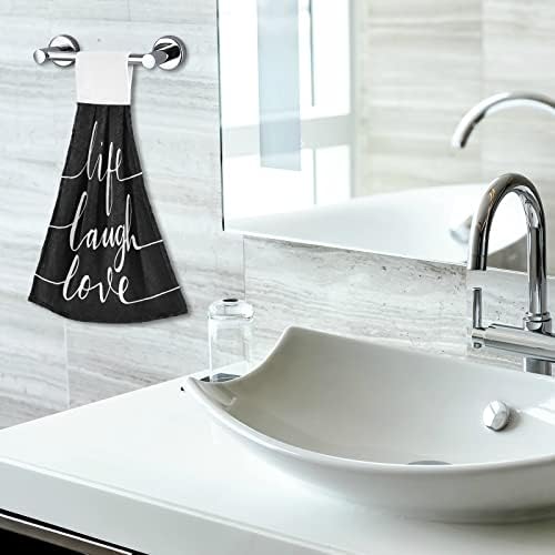 Oarencol Kitchen Towels Black Kitchen Hand Towels with Loop Absorbent 12x17inx2