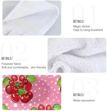Cluster Red and Pink Hanging Hand Towels with Green Leaves for Kids