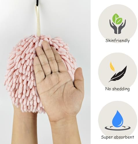 Chenille Fuzzy Ball Hand Towels for the Bathroom - Quick Dry Absorbent