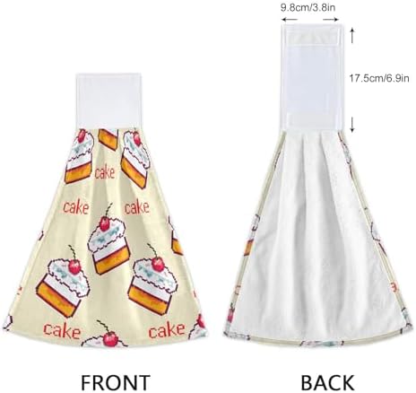 Cute Cartoon Cakes Yellow Hand Towels Set of 2