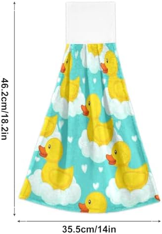 Cute Yellow Ducks Hand Towel Set of 2 with Hanging Loop
