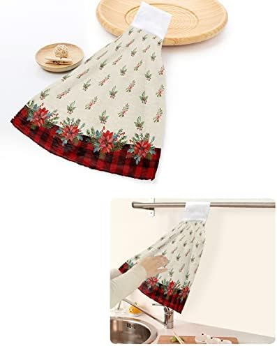 Chucoco Hanging Tie Towel 1-Piece kitchen hand towel Reusable Red Christmas