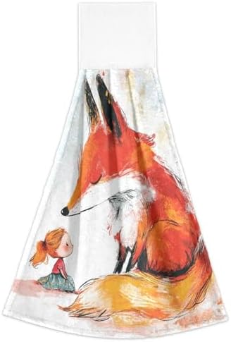 Chubby Fox Hand Towels with Hook Loop for Kids