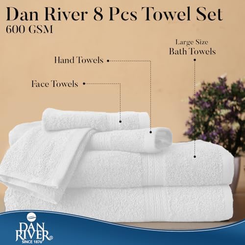 Elegant 8-Piece Cotton Towel Set Soft Absorbent Machine Washable