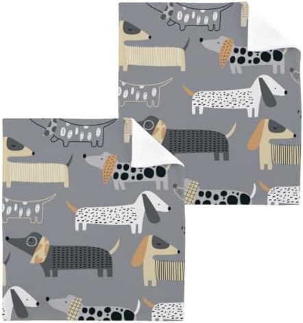 YEGAME Cute Dachshund 2-Pack Washcloth Set