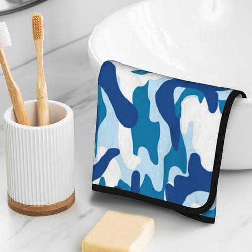Sky Blue Camouflage Washcloth 16x28 Inch Soft Towel for Bath Kitchen