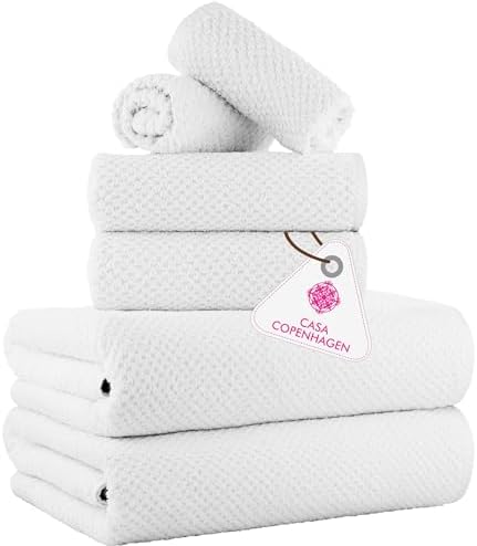 CASA COPENHAGEN Popcorn Towel Set 6 Pieces White 1