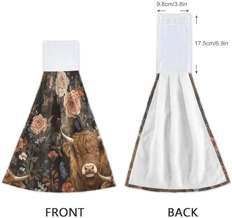 Quick drying kitchen hand towels with hanging loops 182x14 inch set of 2