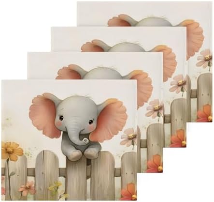 Little Elephant Cotton Washcloths 4 Pack - Soft Quick Dry Absorbent 12x12