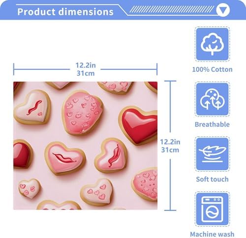 Sweet Valentines Day Cookies Washcloth Set