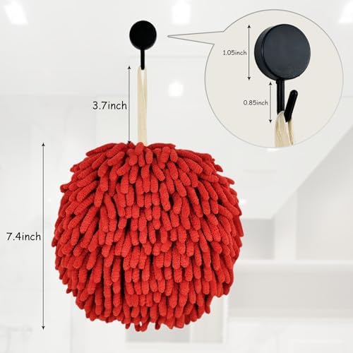Fuzzy Ball Hand Towel 2-Pack Chenille Towels for Bathroom and Kitchen