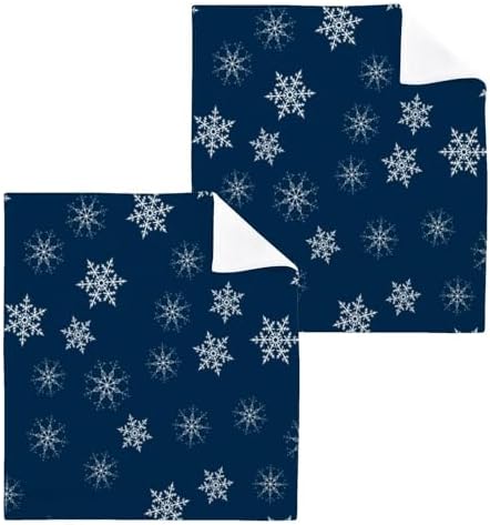 Premium Blue Snowflake Washcloths 2-Pack Soft Absorbent and Reusable Face Towels