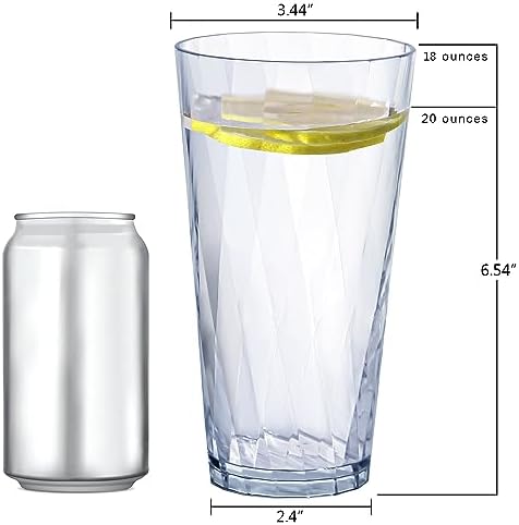 HONGBOLI Unbreakable Shatterproof Plastic Drinking Glasses Set of 6