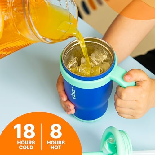 VINUR 14 oz Kids Tumbler with Handle and Straw Lid - 2 Pack