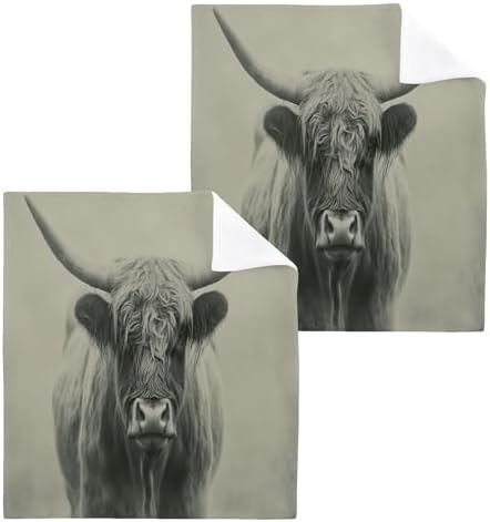 Haskirky 4 Pack Highland Cow Cotton Washcloths