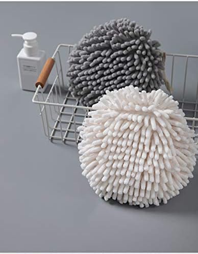 Soft Absorbent Chenille Hand Towels Set of Two White and Grey