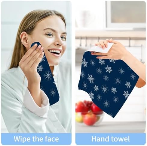 Premium Blue Snowflake Washcloths 2-Pack Soft Absorbent and Reusable Face Towels