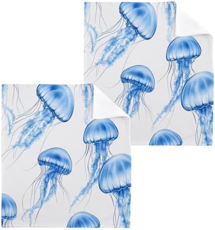 Xigua Watercolor Blue Jellyfish Washcloth Set