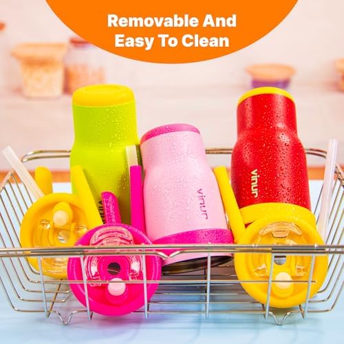 VINUR 14 oz Kids Tumbler with Handle and Straw Lid - 2 Pack