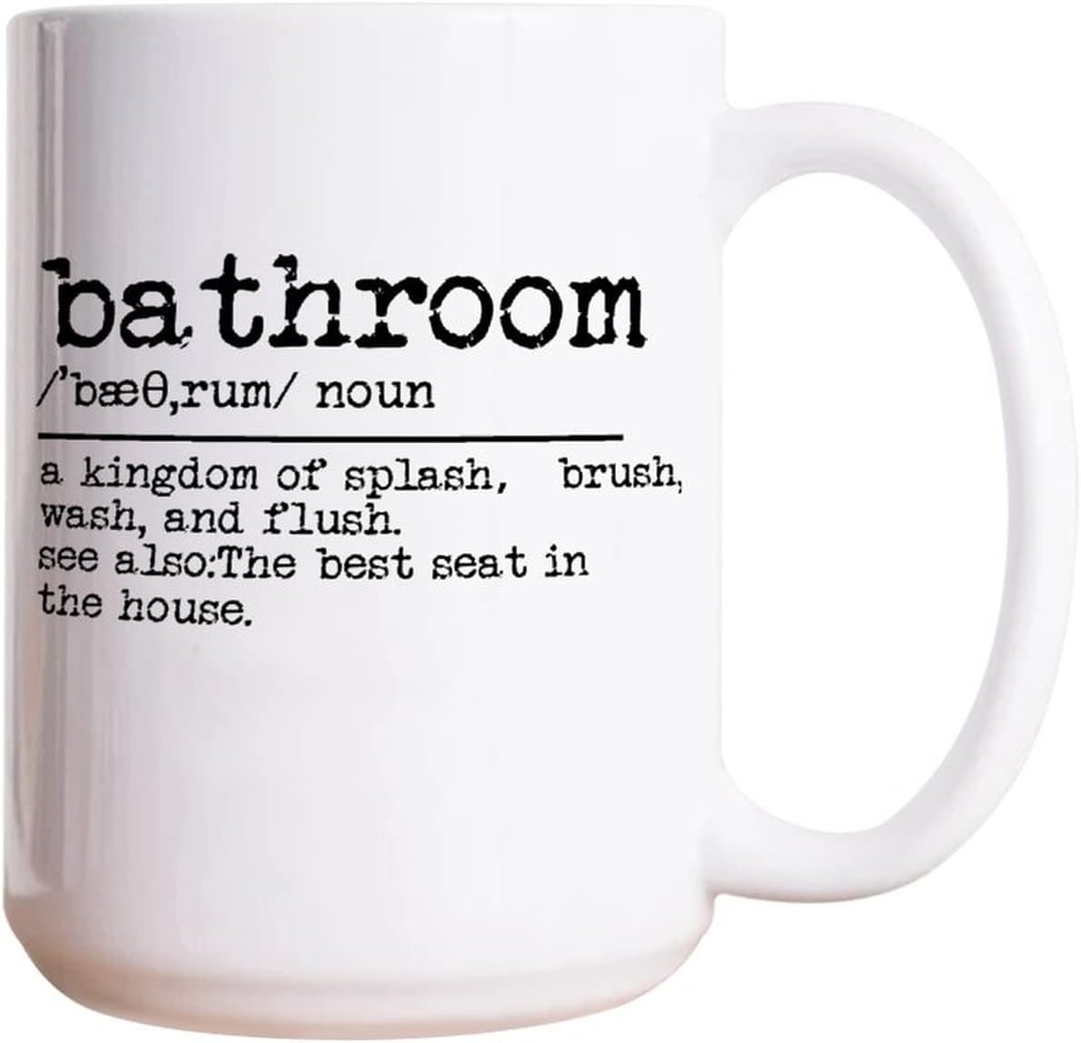 15oz White Ceramic Coffee Mug with bathroom-themed dictionary