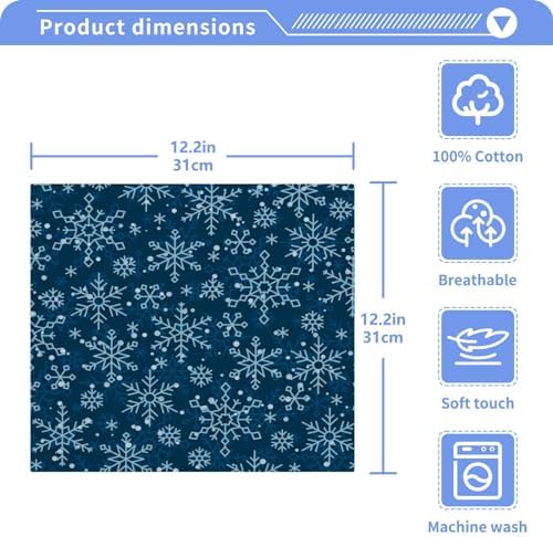 Blue Snowflake Washcloth 2-Pack Soft Absorbent Cotton Baby Face Towels