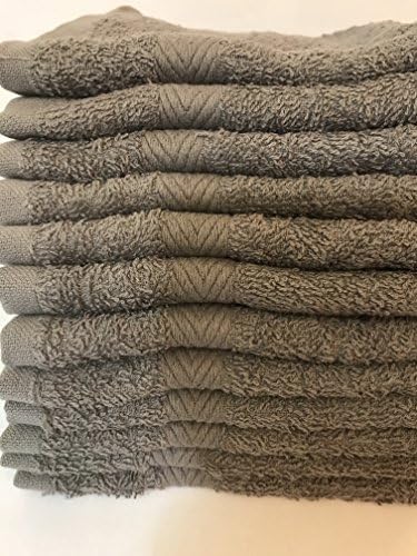 10 New Gray WASHCLOTH Towel Dobby Border Ringspun 100 Cotton 12X12 INCH