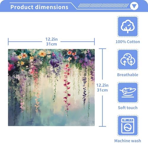 Xigua Vibrant Wildflowers Washcloths Set of 2 12x12 Inch